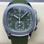 3K Factory Patek Philippe Aquanaut 5968g-010 42mm White Gold Green Rubber Strap Arabic Numerals Green Dial