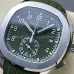 3K Factory Patek Philippe Aquanaut 5968g-010 42mm White Gold Green Rubber Strap Arabic Numerals Green Dial