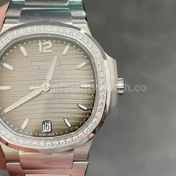 3K Factory Patek Philippe Nautilus 35.2mm 7118-1200A-011 Diamond Bezel Grey Dial