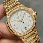 3K Factory Patek Philippe Nautilus 35.2mm 7118-1200R-001 Full Rose Gold Diamond Bezel White Dial