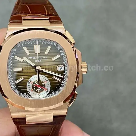3K Factory Patek Philippe Nautilus 40.5mm 5980R-001 Rose Gold Leather Brown Dial