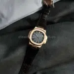 3K Factory Patek Philippe Nautilus 40mm 5711R Rose Gold Leather Dark Gray Dial