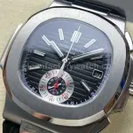 3K Factory Patek Philippe Nautilus 5980/1A-014 Leather Strap Black Dial