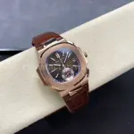 3K Factory Patek Philippe Nautilus 5980R-001 Leather Strap Rose Gold Brown Dial