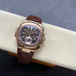 3K Factory Patek Philippe Nautilus 5980R-001 Leather Strap Rose Gold Brown Dial