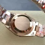 8+ Factory Counterweight Rolex Day-Date 128235-0039 36mm Full Rose Gold Baguette Diamond Rose Gold Dial
