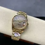 8+ Factory Counterweight Rolex Day-Date 128238-0051 36mm Full Yellow Gold Baguette Diamond Yellow Gold Dial