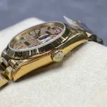 8+ Factory Counterweight Rolex Day-Date 128238-0051 36mm Full Yellow Gold Baguette Diamond Yellow Gold Dial