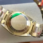 8+ Factory Counterweight Rolex Day-Date 128238 36mm Full Yellow Gold Baguette Diamond Black Dial