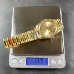 8+ Factory Counterweight Rolex Day-Date 128348RBR-0026 36mm Diamond Bezel Full Yellow Gold Champagne Dial