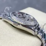 8+ Factory Counterweight Rolex Day-Date 128349RBR-0006 36mm Diamond White Gold Bezel Full White Gold Baguette Diamond White Gold Dial