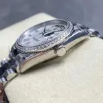 8+ Factory Counterweight Rolex Day-Date 128349RBR-0049 36mm Diamond Bezel Full 904L Baguette Diamond Mother Of Pearl Dial
