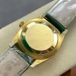 8+ Factory counterweight Rolex Day-Date 36mm 128238-0069 Yellow Gold Crocodile Leather Strap Diamond Mope Baguette Diamond Green Ombré Dial