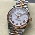 8+ Factory Rolex counterweight Datejust 278271-0002 31mm Half Rose Gold Roman Numerals White Dial Jubilee