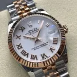 8+ Factory Rolex counterweight Datejust 278271-0002 31mm Half Rose Gold Roman Numerals White Dial Jubilee