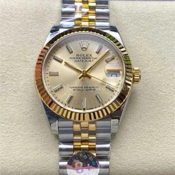 8+ Factory Rolex counterweight Datejust 278273-0014 31mm Half Yellow Gold Champagne Dial Jubilee