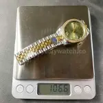8+ Factory Rolex counterweight Datejust 278383RBR-0016 31mm Diamond Yellow Gold Bezel Half Yellow Gold Roman Numerals Diamond Green Dial Jubilee