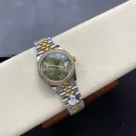 8+ Factory Rolex counterweight Datejust 278383RBR-0016 31mm Diamond Yellow Gold Bezel Half Yellow Gold Roman Numerals Diamond Green Dial Jubilee