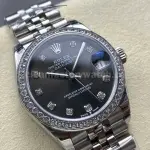 8+ Factory Rolex counterweight Datejust 278384RBR-0010 31mm Diamond White Gold Bezel Full 904L Diamond Grey Dial Jubilee