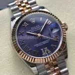 8+ Factory Rolexcounterweight Datejust 278271-0020 31mm Half Rose Gold Roman Numerals Diamond Purple Dial Jubilee
