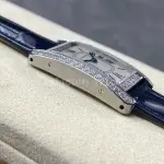 8848 Factory Cartier Tank Américaine 19mm Diamond Bezel Roman Numerals Silver Dial