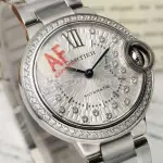AF Factory Cartier Ballon Bleu W4BB0035 33mm Diamond Bezel Full Steel Diamond&Roman Numerals Silver Dial