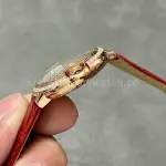 AF Factory Cartier Ballon Bleu WJBB0033 33mm Diamond Bezel Rose Gold Red Leather Strap Roman Numerals Silver Dial