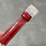 AF Factory Cartier Ballon Bleu WJBB0033 33mm Diamond Bezel Rose Gold Red Leather Strap Roman Numerals Silver Dial