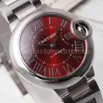 AF Factory Cartier Ballon Bleu WSBB0052 33mm Full Steel Roman Numerals Red Dial