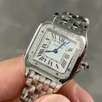 AF Factory Cartier Panthère W4PN0007 22mm Diamond Bezel Full Steel Roman Numerals Silver Dial