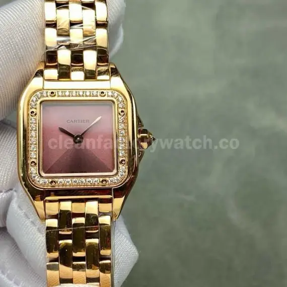 AF Factory Cartier Panthère WJPN0035 22mm Diamond Bezel Full Rose Gold Red Dial