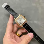 AF Factory Cartier Santos Dumont 31.4mm Rose gold Leather Strap Silver Dial