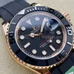 ARF Factory Counterweight Rolex Yacht-Master 40 126655 40mm Rose Gold Rubber Strap Black Dial