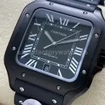 BV Factory Cartier Santos WSSA0039 39.8mm Steel Rubber Strap Roman Numerals Black Dial