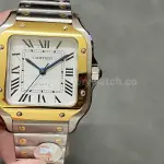 BV Factory Women’s Cartier Santos W2SA0007 35.1mm Gold Steel Roman Numerals White Dial