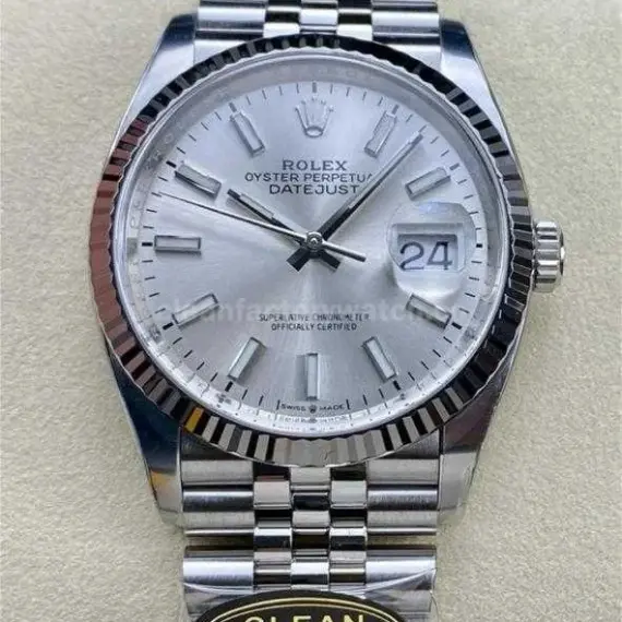 Clean Factory Rolex Datejust 126234-0013 36mm Full 904L Silver Dial Jubilee