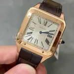 F1 Factory Cartier Santos Dumont WGSA0032 33.9mm Rose Gold Leather Strap Roman Numerals Silver Dial