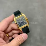 F1 Factory Cartier Santos Dumont WGSA0077 31.4mm Yellow Gold Leather Strap Roman Numerals Black Dial