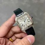 F1 Factory Cartier Santos Dumont WSSA0022 31.4mm Steel Leather Strap Roman Numerals Silver Dial