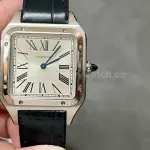 F1 Factory Cartier Santos Dumont WSSA0022 31.4mm Steel Leather Strap Roman Numerals Silver Dial