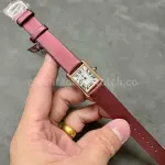 F1 Factory Cartier Tank Louis Cartier WGTA0010 22mm Rose Gold Red Leather Strap Roman Numerals Silver Dial