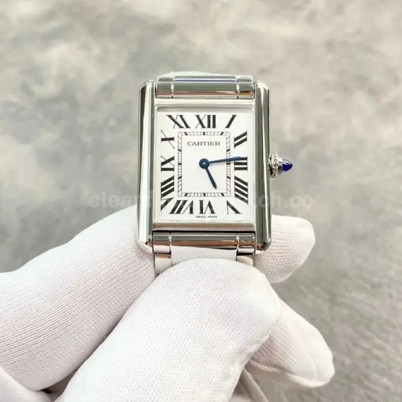 F1 Factory Cartier Tank Louis Cartier WSTA0041 25.5mm Full Steel Roman Numerals Silver Dial