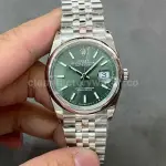 GM Factory Rolex Datejust 126200-0023 36mm White Gold Smooth Bezel Full 904L Green Dial Jubilee