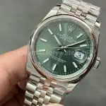 GM Factory Rolex Datejust 126200-0023 36mm White Gold Smooth Bezel Full 904L Green Dial Jubilee