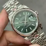 GM Factory Rolex Datejust 126200-0023 36mm White Gold Smooth Bezel Full 904L Green Dial Jubilee