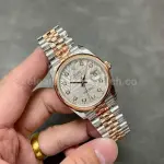 GM Factory Rolex Datejust 126201-0037 36mm Rose Gold Smooth Bezel Half Rose Gold Diamond Mop Silver Palm Motif Dial Jubilee