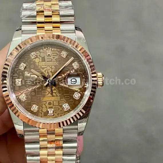 GM Factory Rolex Datejust 126231-0025 36mm Half Rose Gold Diamond Mope Computer Dial Jubilee
