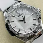 HB Factory Hublot Classic Fusion 550.NS.2200.RW.1804.ORL20 40mm Diamond Steel White Rubber Strap White Dial