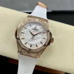HB Factory Hublot Classic Fusion 550.OS.2200.RW.1604.ORL20 40mm Diamond Rose Gold White Rubber Strap White Dial
