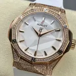 HB Factory Hublot Classic Fusion 550.OS.2200.RW.1604.ORL20 40mm Diamond Rose Gold White Rubber Strap White Dial